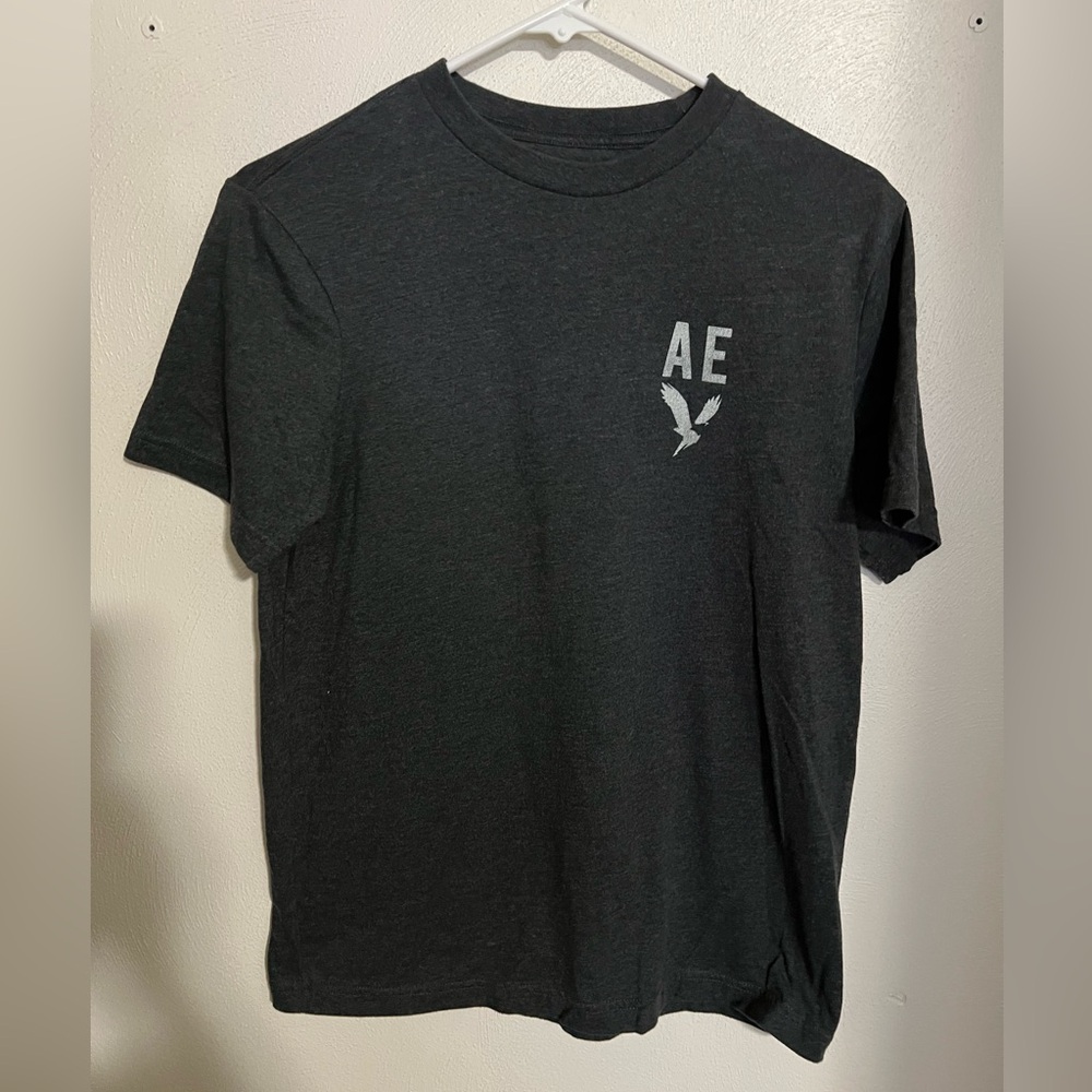 AMERICAN EAGLE Classic Printed Logo Casual T Shirt Dark & Light Grey Men's Sz S